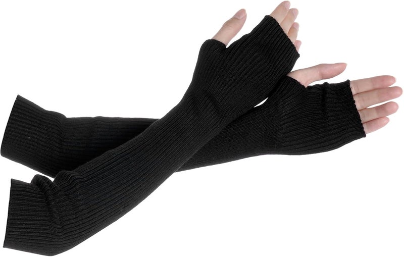 Tongcloud Arm Warmers Winter Fingerless Long Gloves for Women for Women with Thumb Hole - Image 1